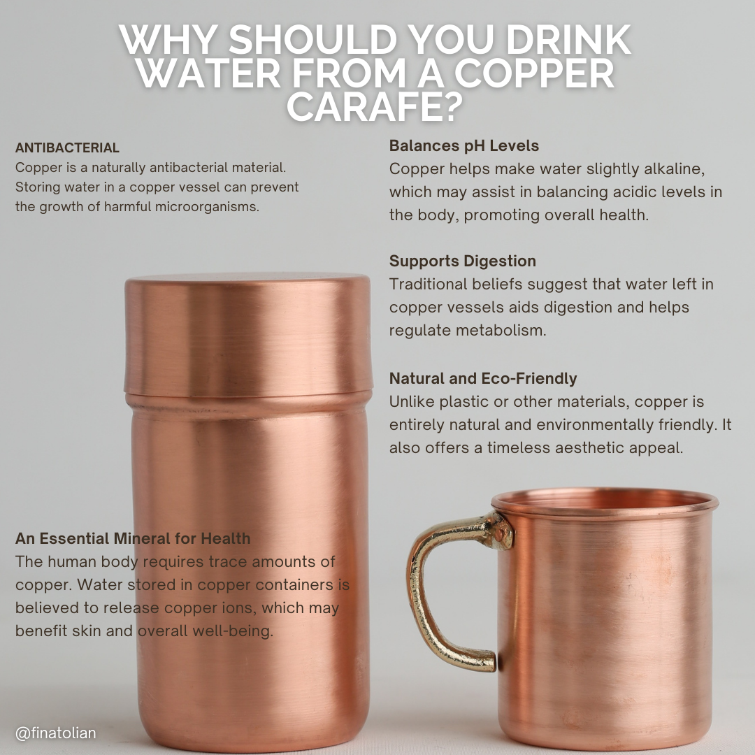 Handmade Copper Carafe and Mug Set