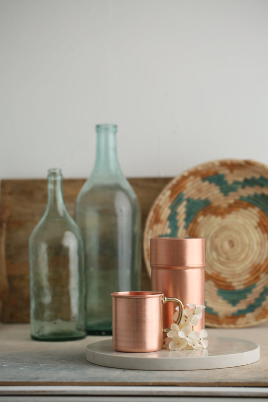 Handmade Copper Carafe and Mug Set