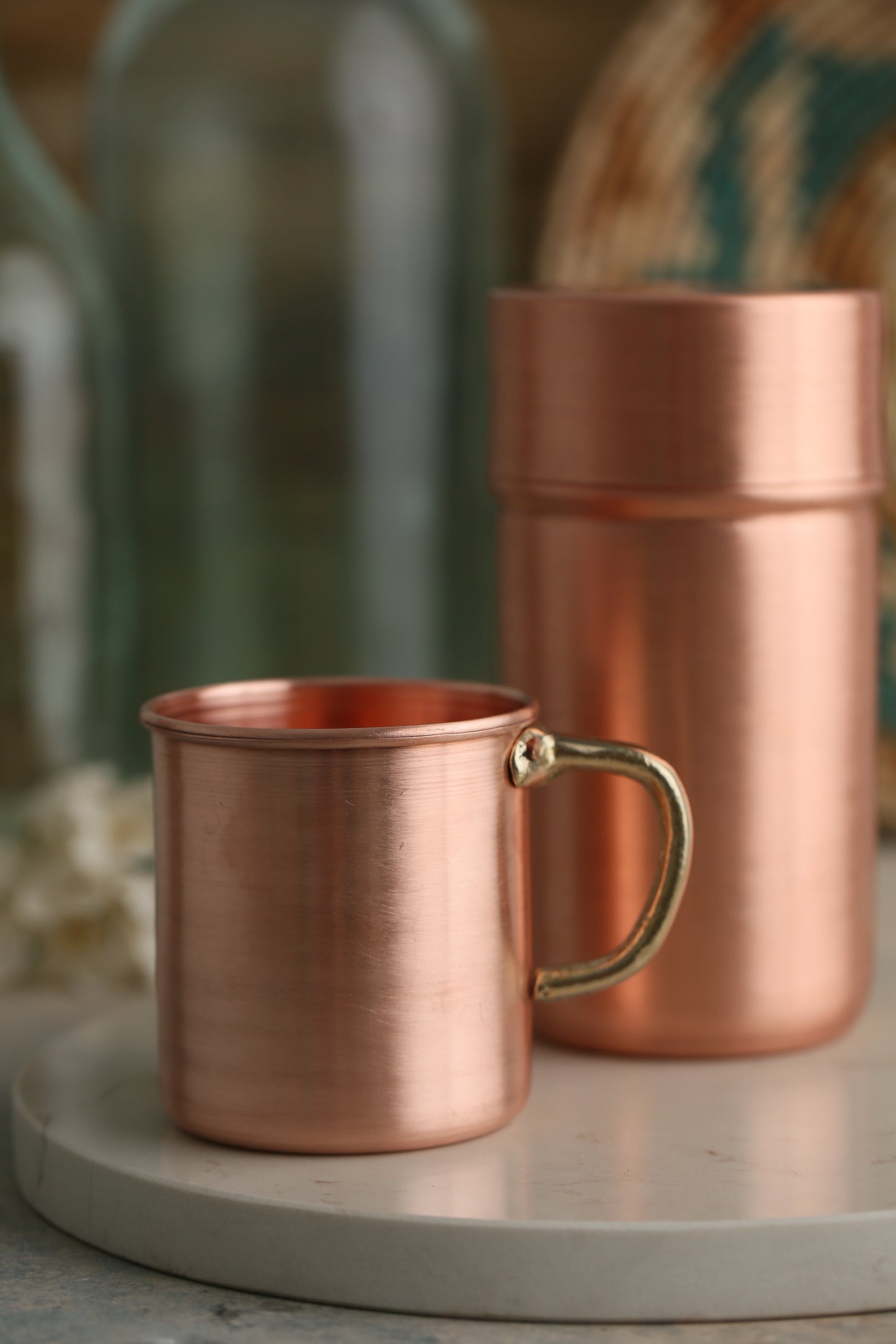 Handmade Copper Carafe and Mug Set