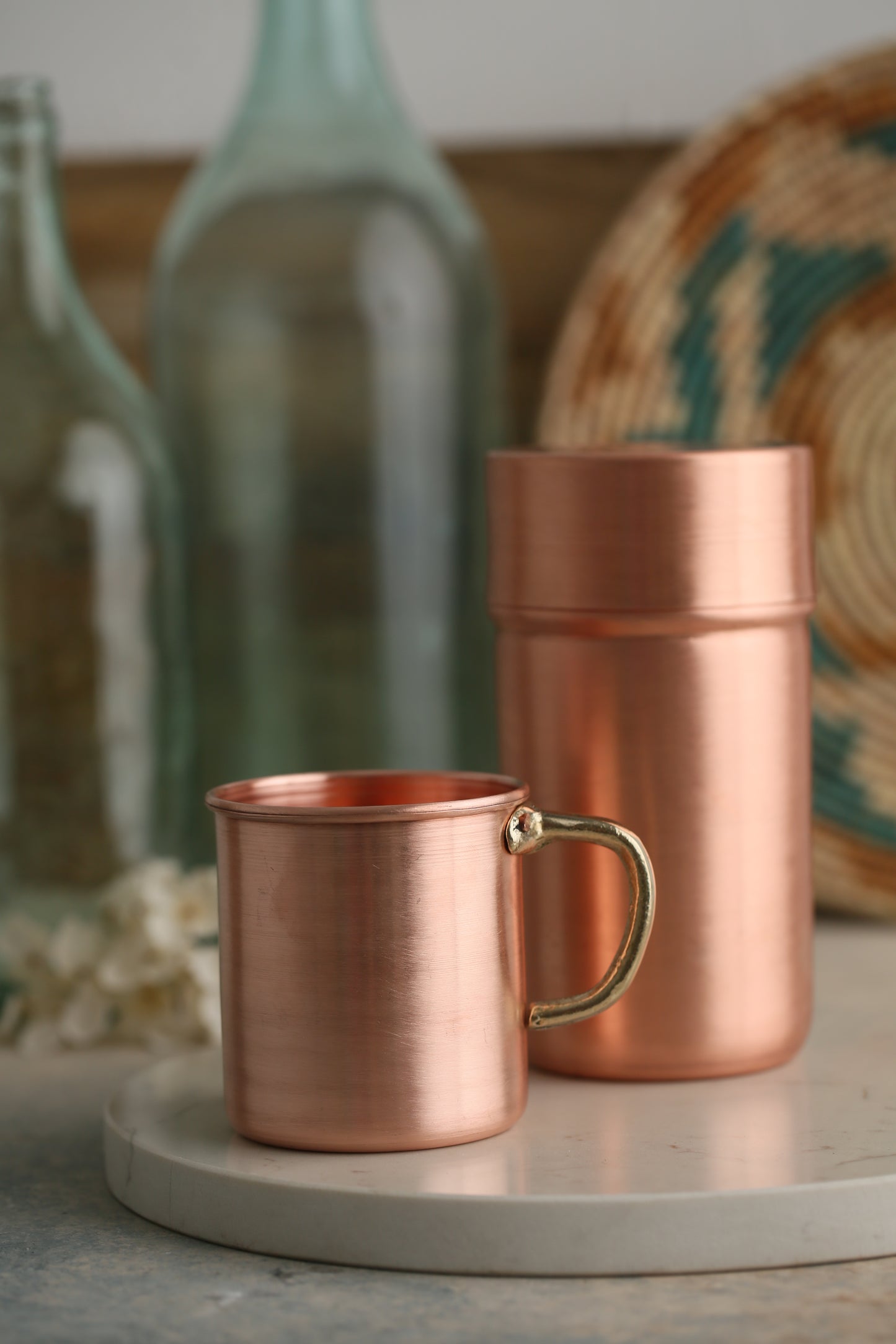 Handmade Copper Carafe and Mug Set