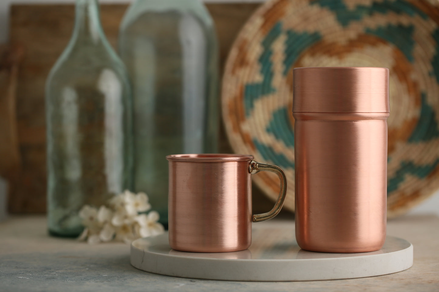 Handmade Copper Carafe and Mug Set