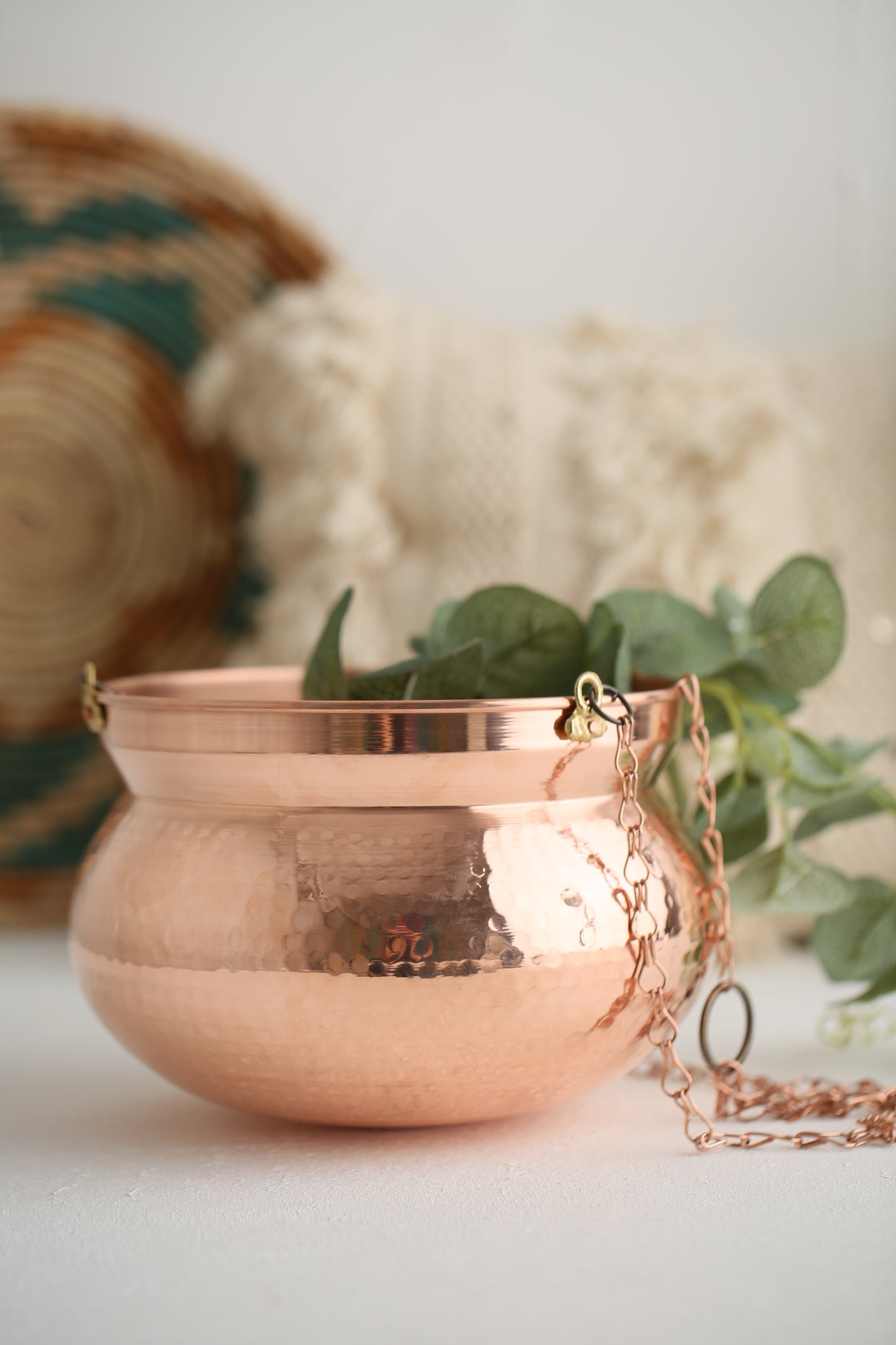 Handmade Copper Hanging Planter Pot