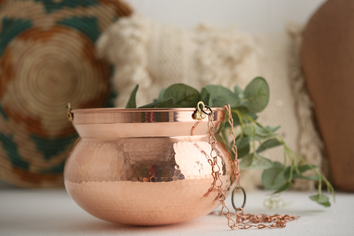 Handmade Copper Hanging Planter Pot